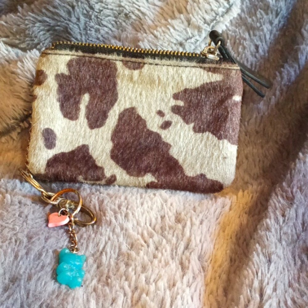 WILD FABLE Cowhide Print Change Purse with Charm